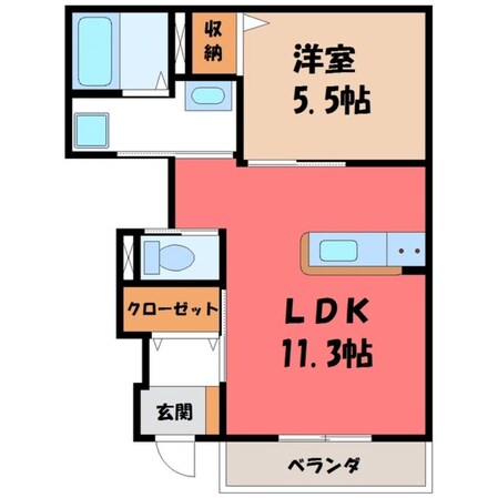 新栃木駅 徒歩14分 1階の物件間取画像